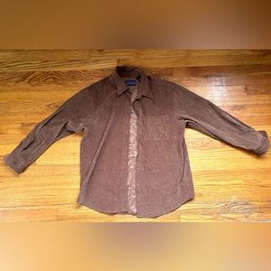 Newton Trading Co. Tan Suede Button Down Collared Shirt Men’s L